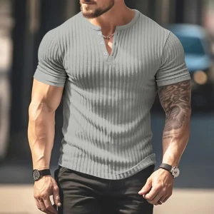Casual Slim Men's Short-sleeved T-shirt For Summer Comfortable Breathable Solid Color Shirt Breathable Street Fashion Clothing