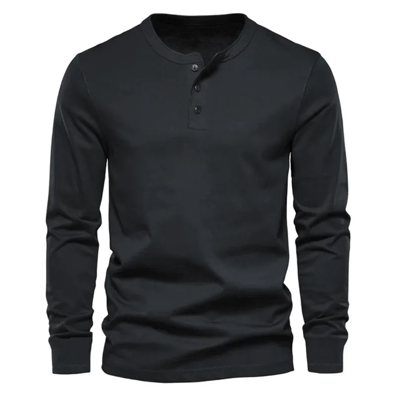Men's Long Sleeve Henley Shirt - Spring Autumn Casual Layering Base Layer Top, Slim Fit Breathable Bottoming Tee - Image 5