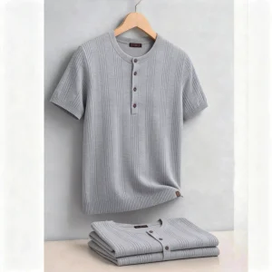 AIOPESON New Henley Neck T-Shirt Men's Soft Breathable Short Sleeve Casual Daily Wear Lightweight Summer Top for Men