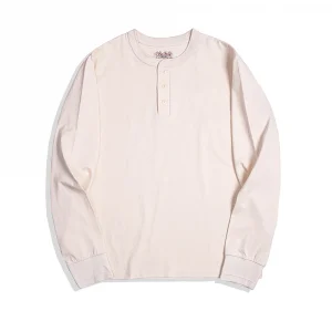 Red Tornado Classic Long Sleeve Henley Shirt Fall Layering Cotton T-Shirt For Men